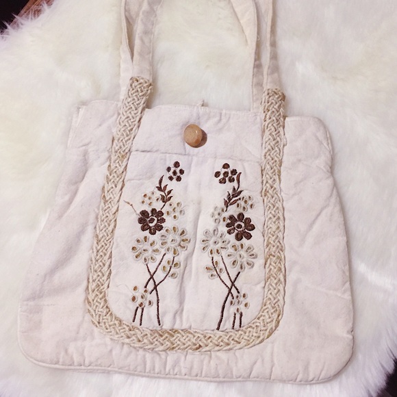 Vintage Hippie Hobo Embroidered Floral Sack Bag - Picture 8 of 12